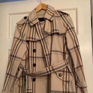 Authentic Coach Women's Tattersall Plaid Short Trench Jacket